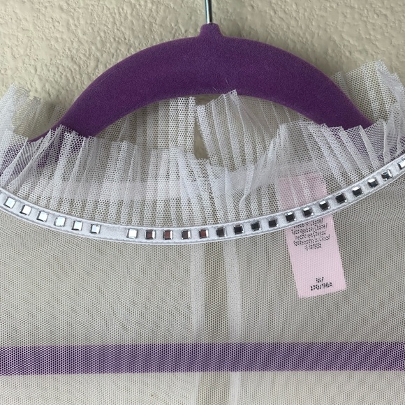 Med Victoria’s Secret White/Cream Tulle Pleated Rhinestone Neck Sheer Top - Picture 6 of 7